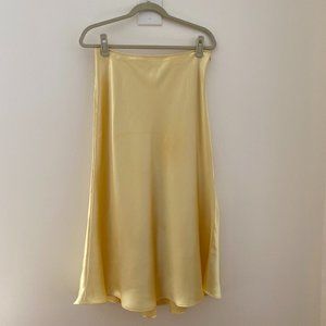 Golden/Yellow Satin Midi Slip Skirt